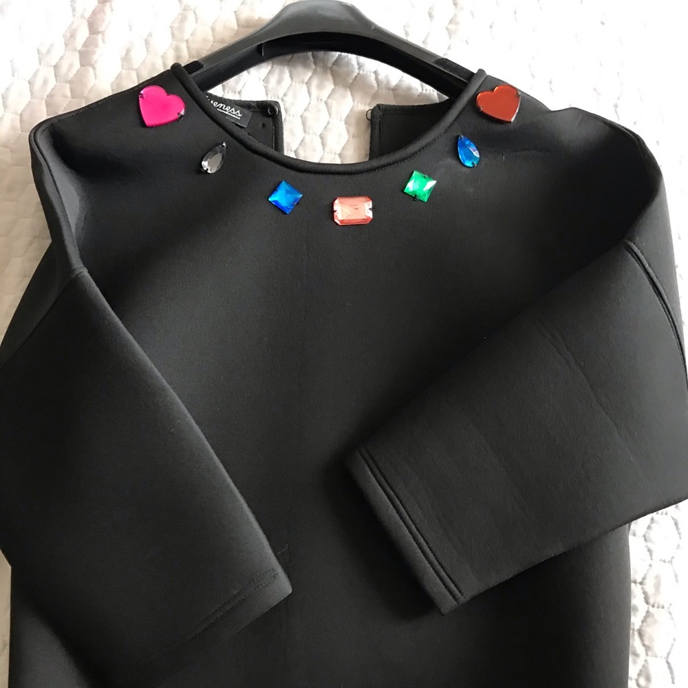 Scuba black top with embellished stones